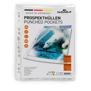 Durable Prospekthüllen A4 glasklar glatt 0,08 mm, 50 Stück