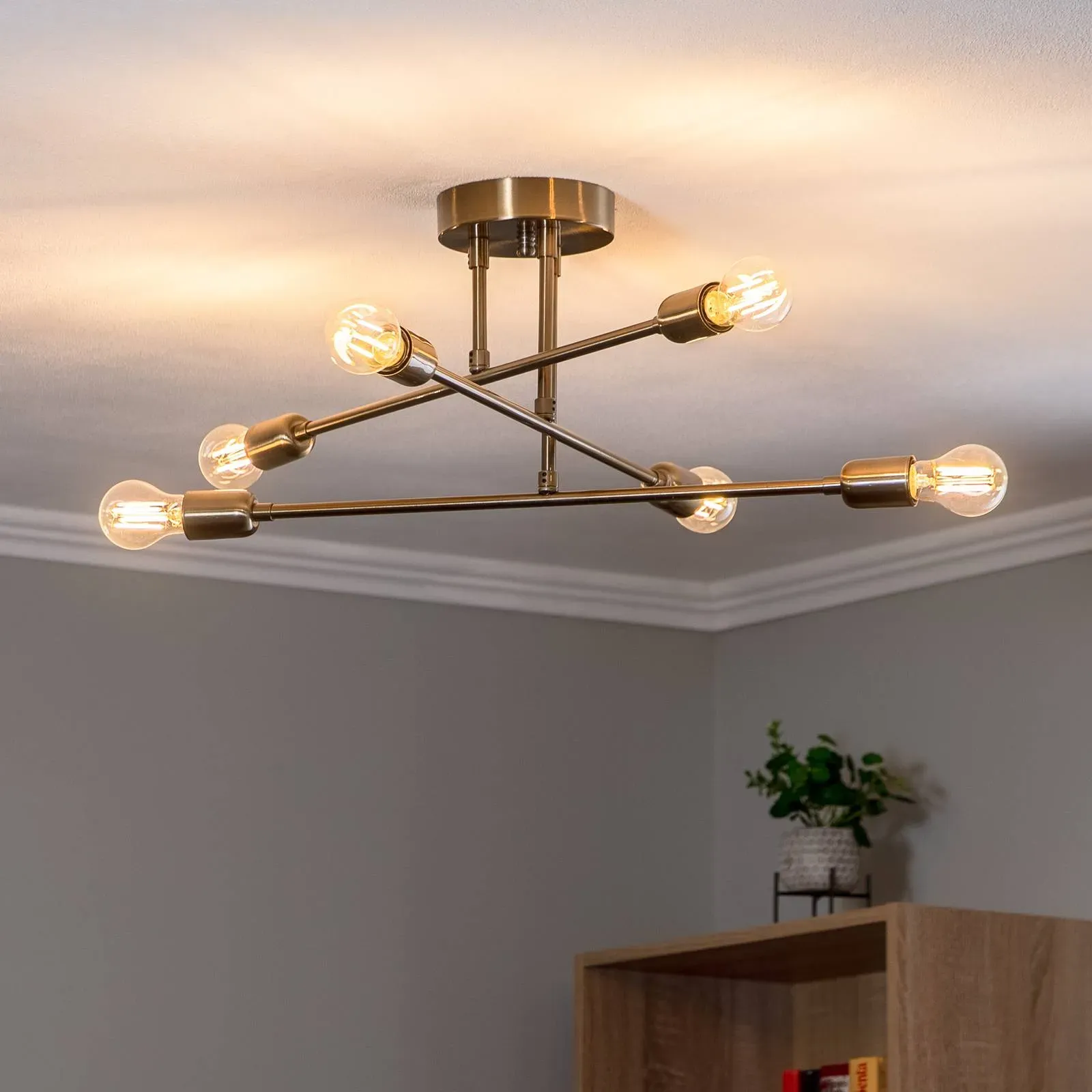 Deckenlampe Flower 176 Opviq, dimmbar, bronze / altmessing, für Wohn- / Esszimmer, Metall, Modern, Deckenlampe - 64 cm - 64 cm - 30 cm