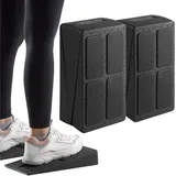 Navaris Wadendehner - Squat Wedge Block für Zuhause - Verbessere deine Fitness - Wadentrainer 2er Set - Schrägbrett einstellbar in 4 Winkel - Schwarz - Kunststoff