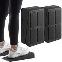 Navaris Wadendehner - Squat Wedge Block für Zuhause - Verbessere deine Fitness - Wadentrainer 2er Set - Schrägbrett einstellbar in 4 Winkel - Schwarz - Kunststoff