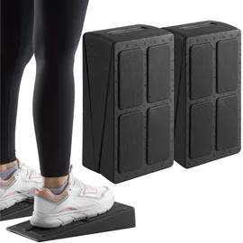 Navaris Wadendehner - Squat Wedge Block für Zuhause - Verbessere deine Fitness - Wadentrainer 2er Set - Schrägbrett einstellbar in 4 Winkel - Schwarz - Kunststoff