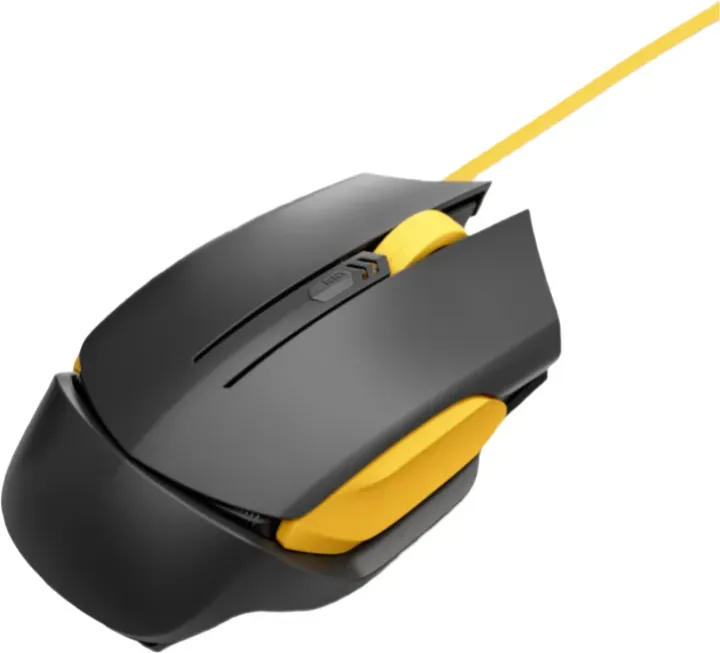 ochama kabelgebundene Maus - ergonomische Maus, optisches Chip, 1000-mal Mikrobewegung, schweißabweisendes Material, vierstufige DPI-Geschwindigkeit, verhedderungsfreies Kabel, schwarz-gelb