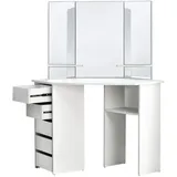 ML-Design Schminktisch Weiß Holz, 54x141.5x110 cm, Schlafzimmer, Schminktische