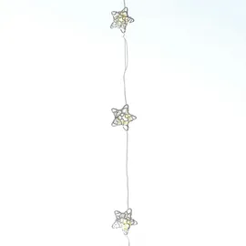 MARELIDA LED Drahtlichterkette Drahtsterne - 20 LED - L: 1,90m - Timer - Batter...
