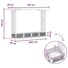 vidaXL Hochbeet mit Rankgitter und Dach 207 x 40 x 126 cm Braun