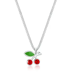 Elli Kinder Kirschen Kristalle 925 Silber Ketten   Damen 