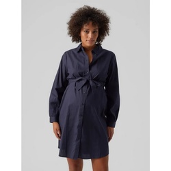 Mamalicious Shirtkleid Mini Umstands Kleid Langarm Bluse Schwangerschaft Still Mode MLNANNA (lang) 5005 in Navy blau L