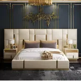 Xlmoebel Rundbett Luxuriöse Doppelbetten mit elegantem Polster-Design (1-tlg., Bett), Hergestellt in Europa beige