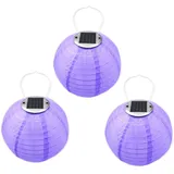 Youning Lampions Solar Außen Wetterfest 30cm Solar Lampion Outdoor Solar LED Laterne Hängende Wasserdicht Nylon Gartenlampions Außenlaternen Solarlampions für außen (3PCS Violett)