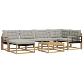 vidaXL Outdoor-Sofagarnitur 7-tlg. Weiß/Hellgrau