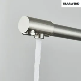 klarwerk Felix 4-Wege Niederdruck Trinkwasser Armatur Silber gebürstet