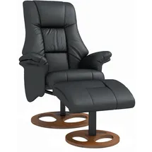 Homcom Relaxsessel mit Hocker, Fernsehsessel, TV Sessel mit Liegefunktion, 130° neigbar, für Wohnzimmer, Freizeitraum, Kunstleder Schwarz, 77 x 89 x 110 cm