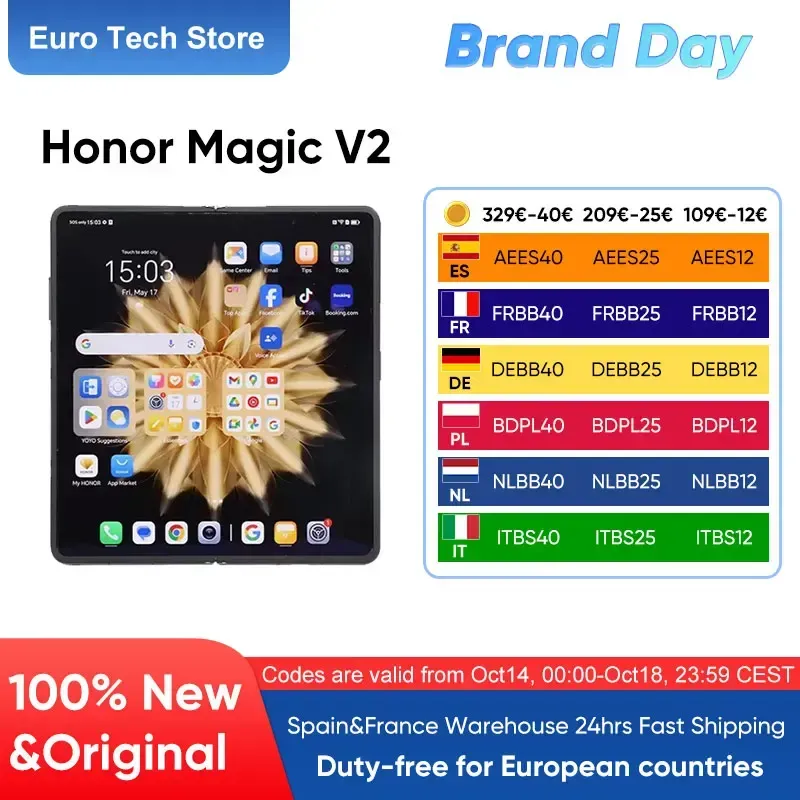 Globale Version HONOR Magie v2 5g faltbare Smartphone Snapdragon 8 Gen2 LTPO Oled Display 120Hz 50mp Dreifach kamera Android Mobile