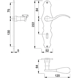 HOPPE Langschildgarnitur Weimar Messing 72mm