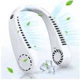 Senmudi Mini USB-Ventilator Nackenventilator Hals Ventilator 3000mAh Wiederaufladbarer Ventilator, 5-Gang-LCD-Digitalanzeige, Tragbarer Leiser Ventilator weiß