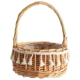 NUORUX Gewebter Aufbewahrungskorb und Schleifen-Hochzeits-Blumenmädchen-Körbe Weiden-Rattan-Blumenkorb für Hausgarten-Dekor