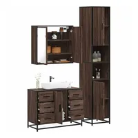 VidaXL Badmöbel-Set 3-tlg. Braun Eichen-Optik
