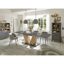 Mäusbacher Esstisch Holzwerkstoff, V-Form ausziehbar Elena 180x90x76 Asteiche/Graphit 13989-180 - Grau/Braun