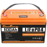 Cloudenergy 12,8V 100Ah LiFePO4 Lithium-Batterie, 1280Wh mit 100A BMS. 6000+ Zyklen, Serie/Parallelschaltung unterstützt. Ideal für Wohnmobile, Boote, Camping