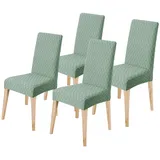 LANSHENG Stuhlhussen 4er Set, Universal Esszimmerstühle Stuhlbezug, Abnehmbar Waschbar Stuhlhussen für Esszimmerstühl, Küche, Restaurants, Hotels (Matcha grün, 4er Set)