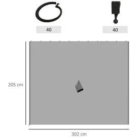 Outsunny 4 Seitenteile für 3x3 m Pavillon mit Haken 302 x 205 cm - hellgrau