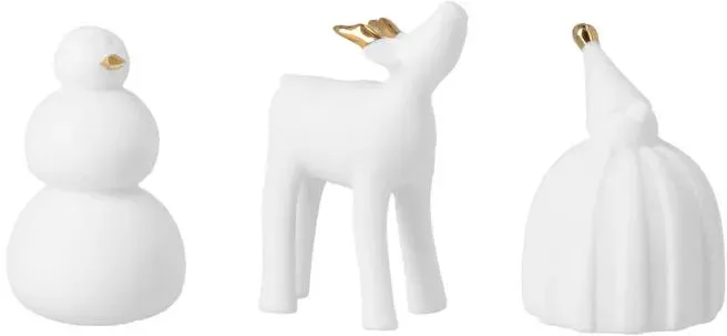 räder Winterfiguren Dekofiguren Porzellan weiß 3er Set