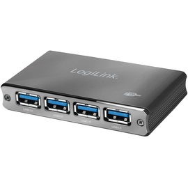 Logilink UA0282 USB 3.0 Hub 4-Port mit Überstromschutz schwarz/Aluminum