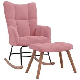 vidaXL Schaukelstuhl mit Hocker Samt 65 x 66 x 0 cm Rosa