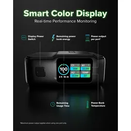 SBS Pulse Power HD 35W, 10000mAh, Power Delivery (PD 3.0 PPS), AFC, Powerbank mit Schnellladen, Hochdichte, LCD-KI-Display, USB-C, USB-A, tragbares Reiseladegerät, kompakt, Schwarz