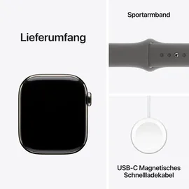 Apple Watch Series 10 GPS + Cellular 42 mm Titangehäuse natur Sportarmband steingrau M/L