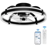 Ribelli Deckenventilator LED Deckenventilator mit Beleuchtung, stufenlos dimmbar, D500mm,6 Geschwindigkeiten, 30W 16.5 cm