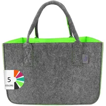 idea home Filztasche Shopper Groß-30 Liter Einkaufstasche XXL Zusammenklappbar Einkaufskorb Kaminholztasche Kleiderkorb Spielzeugtasche Dunkelgrau/Limonenfarbe, Limonenfarben