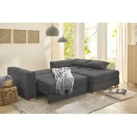 luma-home Dauerschlaf-Ecksofa Federkern Couch Bettkasten mit Cordstoff in Grau Anthrazit & Couches, Wohnlandschaften, Ecksofas