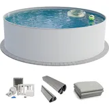 fresh-pool Profi Stahlwandpool Set rund 500 x 150 cm grau/weiß