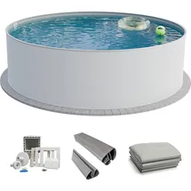 fresh-pool Profi Stahlwandpool Set rund 500 x 150 cm grau/weiß