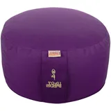Yogimudra Yogakissen rund 33x20cm – Meditationskissen mit Bio-Dinkelfüllung aus Deutschland, waschbarer Bezug aus 100 % Baumwolle, mit Tragegriff, Kordelzug, Flap & Inlett mit Reißverschluss (Lila)