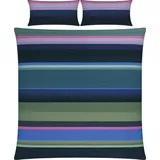 REDBEST Renforcé Gestreift Blau 200 x 200 cm + 40 x 80 cm