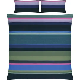 REDBEST Renforcé Gestreift Blau 200 x 200 cm + 40 x 80 cm