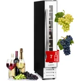 Klarstein Weinkühlschrank, 1 Zonen Getränkekühlschrank, Kleiner Einbau-Weinschrank Schmal, 20L Wein-Kühlschrank mit Glastür, Indoor/Outdoor Flaschenkühlschrank, Wine Fridge 5-22°C, 7 Flaschen