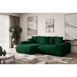 altdecor Ecksofa ESKAR-L Cord 2-Sitzer Dunkelgrün