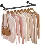 SONGMICS Kleiderstange für die Wand, Kleiderständer Wandmontage, Industrie-Design, platzsparend, 30 x 84 x 7 cm, 60 kg Belastbarkeit, einfache Montage, schwarz HSR140B01
