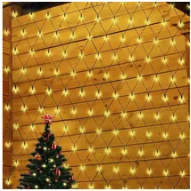 salcar 2x2m LED Lichternetz Außen, Anti-Rost Buchsbaum Lichterkette Netz Outdoor, Lichtervorhang Innen Strom mit 9 Modi und Speicherfunktion, Warmweiß