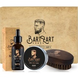 BartZart Shabo Bartbürste Set aus hochwertigem Bartöl mit Moschus Duft, natürliches Bart Balsam & Bart Bürste aus Wildschweinborsten | Bartpflege Set