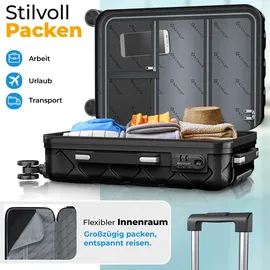 Kesser KESSER® Reisekoffer Koffer ABS Hartschalenkoffer mit Zahlenschloss, Kofferwaage & Reisebrieftasche 360° Rollen Koffer für Business Reise Trolley