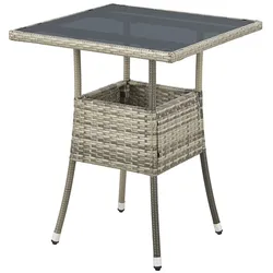 Juskys Polyrattan Gartentisch Yoro eckig - wetterfest Outdoor Beistelltisch 60x60 cm - Grau