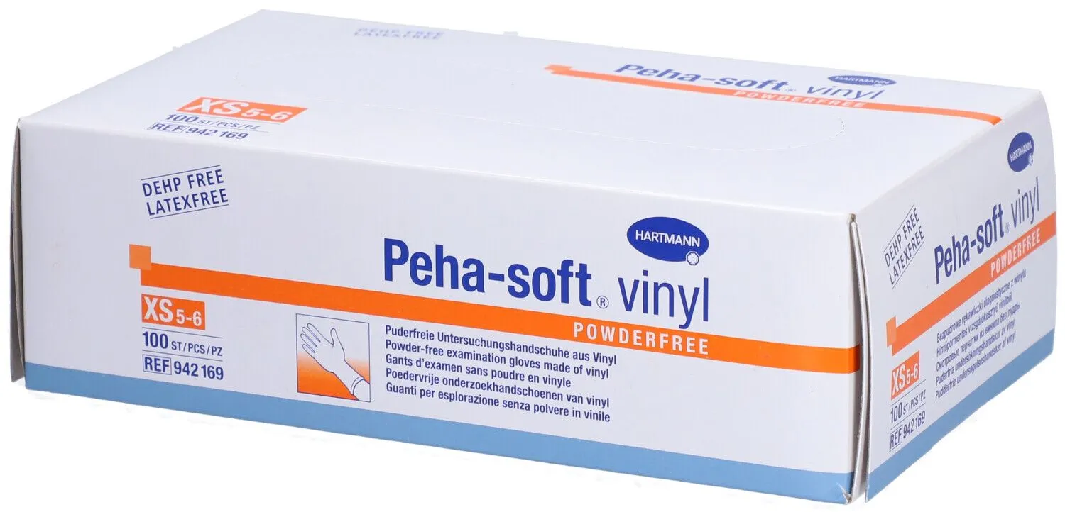 Peha-Soft Vinyl Untersuhungshandschuhe unsteril puderfrei XS 100 Stück