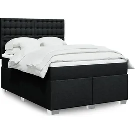 vidaXL Boxspringbett mit Matratze Schwarz 140x200 cm Stoff
