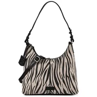 Burkely Animo Schultertasche Leder Schwarz/Grau