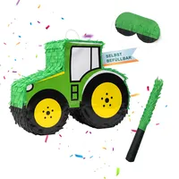 Relaxdays Traktor Piñata 3tlg. Gelb/Grün/Schwarz