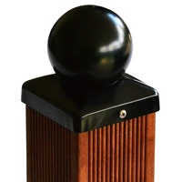 Pfostenkappe schwarz mit Kugel für Pfosten 81x81 mm, inkl. VA-Schrauben (8x8 cm)